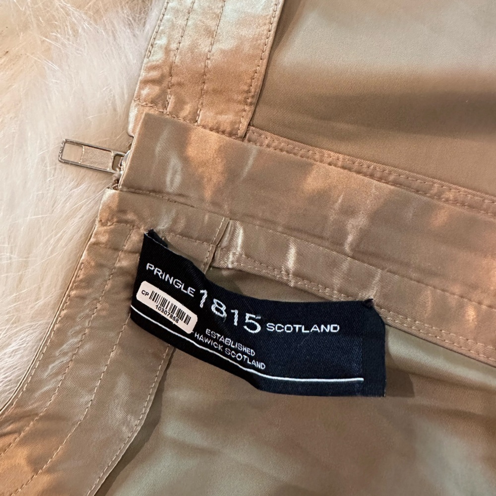Pringle 815 Scotland Metallic Champagne Peplum Blouse Top Size US 6 UK 10 - Picture 7 of 10